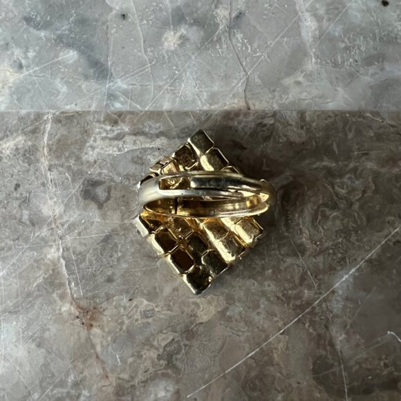 Vintage Diamond Cluster Gold Tone Adjustible Fashion Ring - Picture 4 of 4